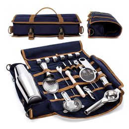 Tool Bag Bar Bartender Carrying Bag Creative Bartender Canvas Toolkit Pack Bar Tool Bag Professional Cocktail Shaker Set Storage 230413