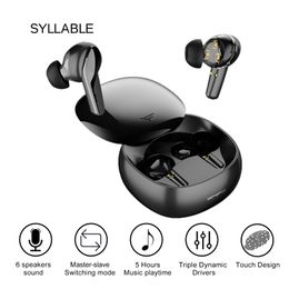 Cell Phone Earphones est Triple Dynamic Drivers SYLLABLE WD1100 TWS 5 hours True Wireless Stereo Earbuds 6 Speaker Sound Touch style 230412