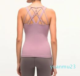 Yoga Outfits Strap Shirt Women Open Back Breatbable Sports Top Fitness Slimming Workout Running Gym Wear Stretch Tight Crop