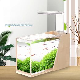 Aquariums Desktop Fish Tank Mini Side Philtre Beautification Acrylic Ecological Small Creative Office Aquarium Micro Fish Tank Fishbowl 231113