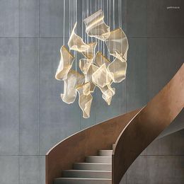 Chandeliers Staircase Acrylic Chandelier Luxury LED Lights Loft Duplex Villa El Lobby Decorative