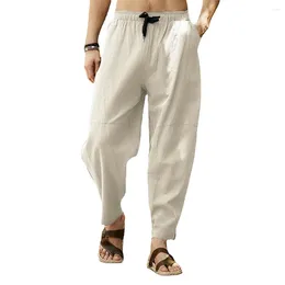 Men's Pants Casual Man Cotton Linen Baggy Joggers Solid Color Breathable Elastic Waist Sports Yoga Harem Trousers For Men Clothing