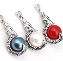 Pendant Necklaces Wholesale Silver Plated 925 Sterling Fashion Jewellery Mermaid Pearl Pendants Necklace For Women/men Chain