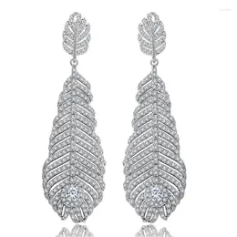 Stud Earrings Zlxgirl Jewellery Pave Zirconia Feather Wedding Earring Perfect Rhodium Plated Colour Brincos Ears