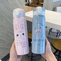 Mugs 500ml Cartoon Stainless Steel 304 Vacuum Flask Portable Kids Thermos Mug Child Thermal Water Bottle Tumbler 231113