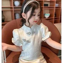 Girl Dresses Summer Baby Girls' Dress Children's Chinese Style Short Sleeve Hanfu Tang Suit Girt Cheongsam