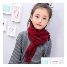 Autumn Winter Children Scarf 10 Colours Warm Tassel Scarves For Boys And Girls Comfortable Cashmere Neckerchief Drop Delivery Dhdqi