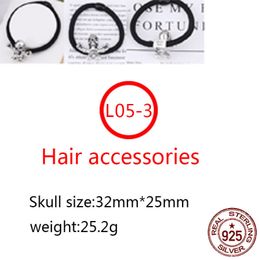 L05-3 S925 Sterling Silver Hair Band Personalised Fashion Punk Hip Hop Style Skull Hair Ornament Headrope Cross Flower Letter Shape Lover Gift