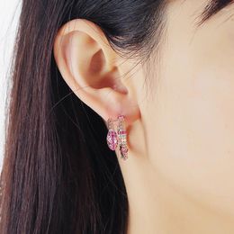 Stud Earrings Luxury Snake Ear Hook For Women Rose Green Rhinestone Female Bijoux Fashion Animal Jewellery Birthday Gifts