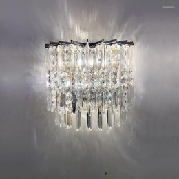 Wall Lamp Luxury Modern LED Crystal Chrome Light Bedroom Bedside Living Room Aisle Sconce Beautiful Lighting Fixture