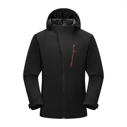 Men's Jackets Mens Hooded Outdoor Jacket Portable Outwear Autumn Winter Male Climbing Clothes Long Sleeve Pocket Solid Fast