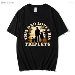 Men's T Shirts This Dad Loves His Triplets T-shirts For Men's Clothing Cotton Summer Clothes Soft Casual O-Neck Tees Short Sleeve Y2k