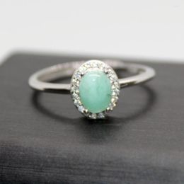 Cluster Rings 925 Sterling Silver AKAC Natural Emerald Adjustable Ring Stone Size Approx5 7mm