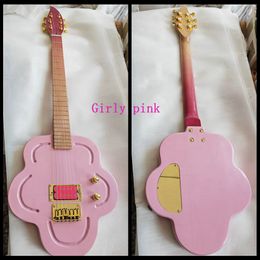 Custom 22 trastes de picapes de guitarra elétrica de forma especial rosa Hardware de ouro