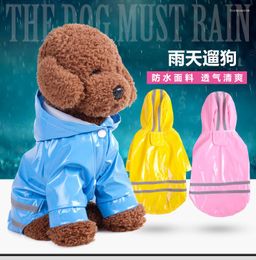 Dog Apparel Waterproof Raincoat Small Large Reflective Hooded Rain Coat Jacket Outdoor Pet Clothes Breathable Double-deck Windproof PU