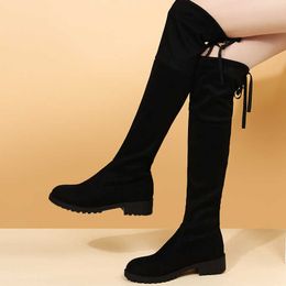 Boots Fashion Women Boots Spring Winter Over The Knee Heels Suede Long Comfort Square Botines Mujer Thigh High Black Casual Botas AA230412