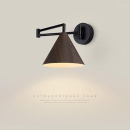 Wall Lamps Nordic Style Wooden Sconces Adjust Swing Arm Lights With Switch Modern For Living Room Bedside Lamp Home Decor