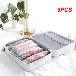 Storage Bags 9PCS Manually Vacuum Compressed Bag Roll Up Seal Travel Space Saver Clothes Organiser Reusable Packing Sacks