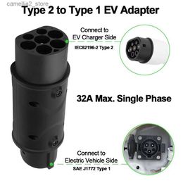 Electric Vehicle Accessories Charger IEC62196-2 Type 2 to J1772 1 AC Adaptor EVSE 1Phase 32A Charging Convertor Connector Car Accessory Q231113