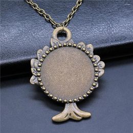 Pendant Necklaces Antique Bronze Colour 30mm Inner Size Round Tree Style Cameo Cabochon Necklace Long Chain Jewellery Accessories