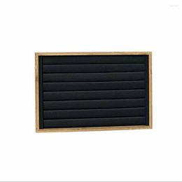 Jewelry Pouches 7 Slots Display Stand Case Box Earring Leather Organizer Tray Cufflink Storage Showcase Ring Holder Organizer-Black