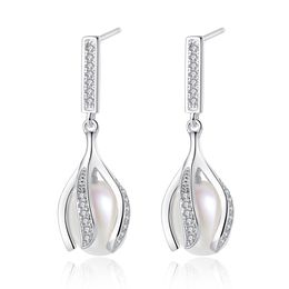 Pearl Drop Earrings Designer Jewelry European Fashion Women Micro Set Zircon Flower S925 Sterling Silver Earrings for Women Wedding Party Valentine's Day Gift SPC