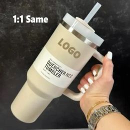 DHL Logo DUNE Quencher H2.0 40oz Stainless Steel Tumblers Cups Silicone handle Lid Straw 2nd Generation Car mugs Keep Drinking Cold Water Bottle 1113