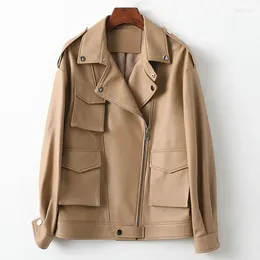 Women's Leather 2023 Spring And Autumn Sheepskin Jacket Fashion Genuine Coat Mid Length Women