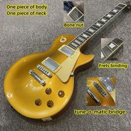 Customised electric guitar, golden top, one piece of body and neck, rose wood fingerboard, 2 pickups,free shipping