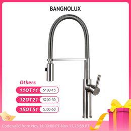 Kitchen Faucets Bagnolux Brushed Nickel Brass Sink Black hose Mount Pull Down Dual Sprayer Nozzle Mixer Water Taps Faucet 231113