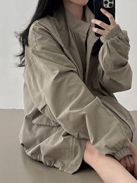 Women's Jackets Women Covered Button Solid Color Jacket 2023 Spring Autumn Female Long Sleeve Zipper Coat Beautiful Outwears H053