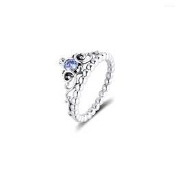 Cluster Rings Blue Tiara Ring 925 Sterling Silver Wedding Engagement For Women S925 Original Jewelry DIY Gifts Bague Femme