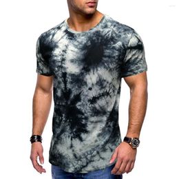 Men's T Shirts Hiphop Summer Dyed Pattern Short Sleeve Fashion T-shirt Men Clothing Casual Harajuku Solid Color High Quality