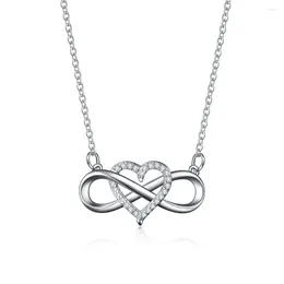 Pendant Necklaces Classic Infinity Heart Silver Colour Zircon Necklace For Women Wedding Bridal Jewellery Crystal Party Gifts