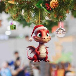 Christmas Decorations 2024 Cute Cartoon Dragon Baby Hanging Ornament Christmas Tree Decor Car Pendant Christmas Decorations Acrylic Holiday Gifts YQ231113