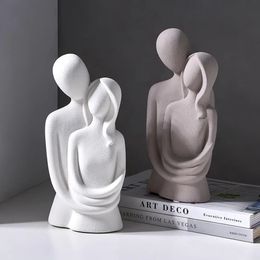 Decorative Objects Figurines Nordic Abstract Sculpture Character Figurines Resin Love Statues Modern Home Decoration Living Room 231109