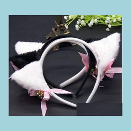 Other Event Party Supplies Halloween Cat Fox Fluffy Devil Ears Bells Headband Costume Fancy Dress Neko Cosplay Hair Band Christmas Dhcqs