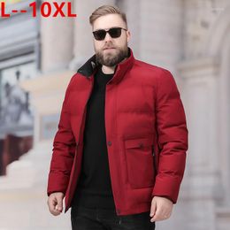 Men's Down 8XL 6XL 5X Men Parka Cotton Padded Winter Jacket Coat Mens Warm Solid Color Stand Collar Zipper Thick