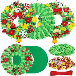 Window Stickers 12 Kits Foam Christmas Wreath Craft Sets DIY Ornaments Self Adhesive Xmas Party Decoration For Fun Classroom Activities 231110