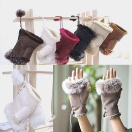 Fingerless Gloves Mitten Hand Fashion Wrist Color Soft Winter Genuine Women Fur