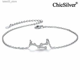 Anklets ChicSilver 925 Sterling Silver Anklets for Women Constellation Horoscope Zodiac Sign Boho Beach Adjustable Chain Foot Jewelry Q231113