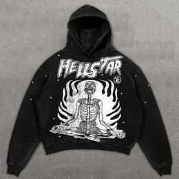 Hellstar Hoodie Tracksuits Hoodie Man Hip Hop Fashion Trends Hellstar Tracksuit Retro Skull Graphic Hellstar Tracksuit Print Pullover Sw 3379