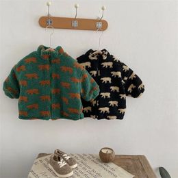 Down Coat Autumn Winter Boy Children Fleece Thicken Warm Coat Retro Girl Baby Padded Cotton Long Sleeve Tops Kid Plus Velvet Casual Jacket 231113