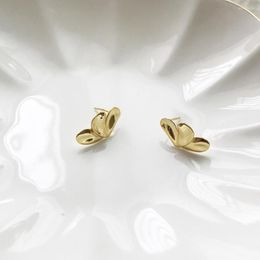 Stud Earrings 925 Sterling Silver Butterfly Shape Women Cute Small Gift Solid Base Tiny Golden Leaf Flowers