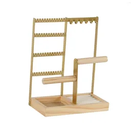 Jewellery Pouches Display Stand Decorative Hanger Rings With Wood Base Hooks Rack For Live Broadcasting Shop Shopping Mall