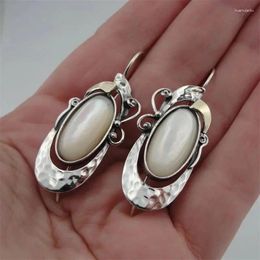 Dangle Earrings Luxury Female Big Oval Charm Silver Colour Wedding For Women Vintage Turquoise Stone Drop