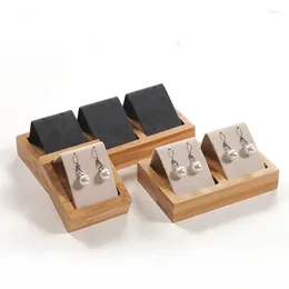 Jewellery Pouches Luxury Bamboo Wood Earrings Display Tray 4 Sizes To Choose For Woman Stand