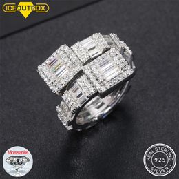 Wedding Rings 925 Sterling Silver VVS Baguette Diamond Rings Hip Hop Jewelry High Quality Engagement Finger Ring Men Women Gift 231102