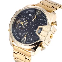 Wristwatches Top Brand Multiple Time Zone Watches Men Golden Quartz Business Wristwatch Sport Creative Clock Mans Gift Relogio Masculino