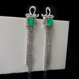 Designer Damen Schmuck 2023 New S Sier Bow Intarsien mit Smaragd Damen Ohrringe Schmuck Party Hochzeit Geschenk